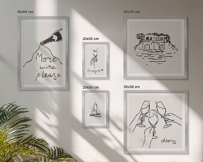 Pared galería de arte Ilustraciones elegantes para brindar con vino