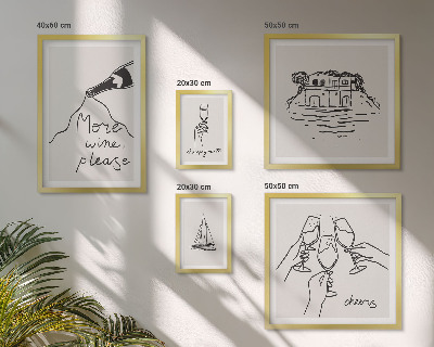 Pared galería de arte Ilustraciones elegantes para brindar con vino