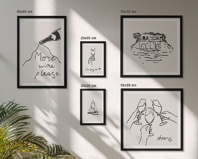 Pared galería de arte Ilustraciones elegantes para brindar con vino
