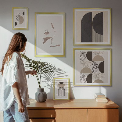 Conjunto de cuadros decorativos Retratos geométricos con estilo
