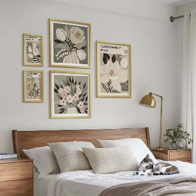 Set de 5 cuadros para salón Estampados florales de Londres y Seúl