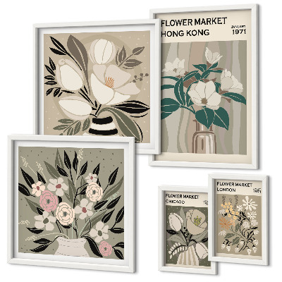 Conjunto de cuadros decorativos Feria floral retro vintage