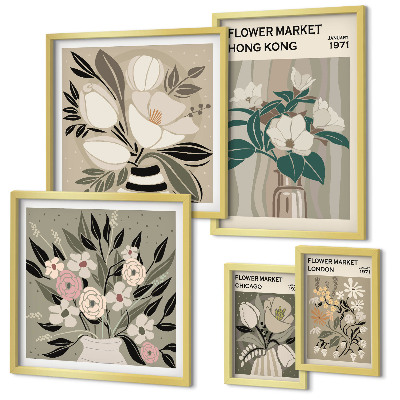 Conjunto de cuadros decorativos Feria floral retro vintage