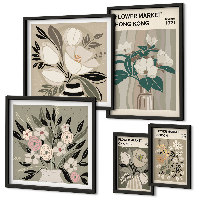 Conjunto de cuadros decorativos Feria floral retro vintage