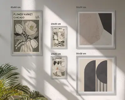Set de 5 cuadros para salón con diseño de elegantes arreglos florales