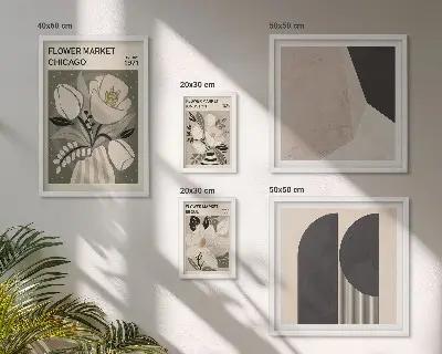 Set de 5 cuadros para salón con diseño de elegantes arreglos florales