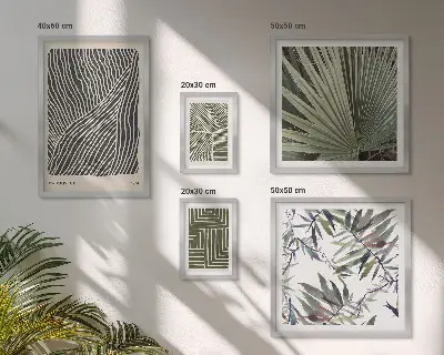 Conjunto de cuadros decorativos con patrones de plantas minimalistas
