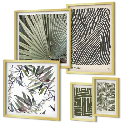 Conjunto de cuadros decorativos con patrones de plantas minimalistas