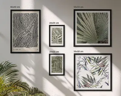Conjunto de cuadros decorativos con patrones de plantas minimalistas
