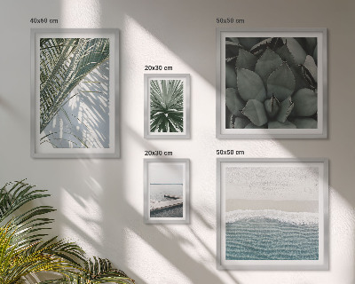 Set de 5 cuadros para salón Plantas tropicales con el mar