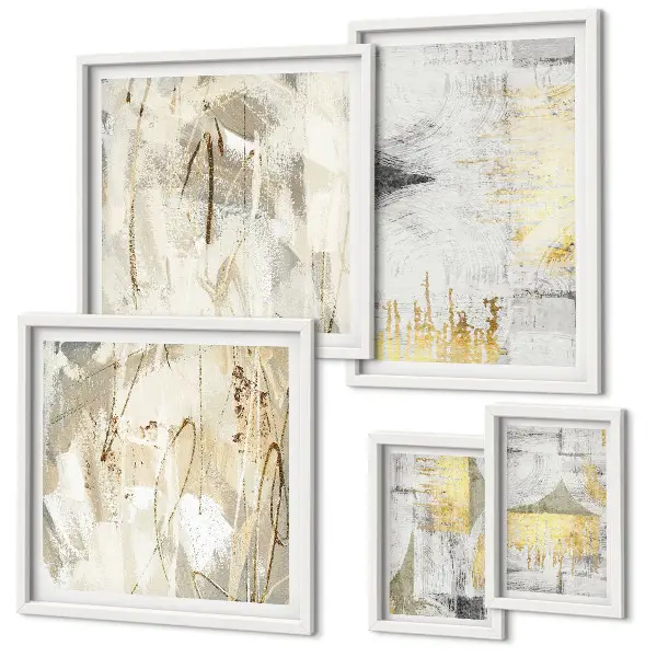 Set de 5 cuadros decorativos para salón con motivos de patrones abstractos elegantes