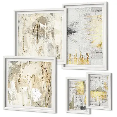 Set de 5 cuadros decorativos para salón con motivos de patrones abstractos elegantes