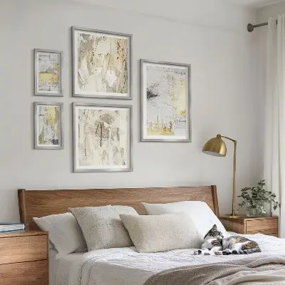 Set de 5 cuadros decorativos para salón con motivos de patrones abstractos elegantes