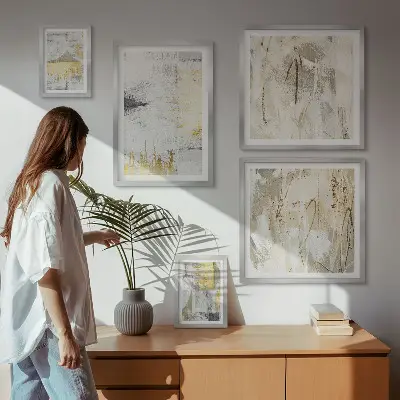 Set de 5 cuadros decorativos para salón con motivos de patrones abstractos elegantes