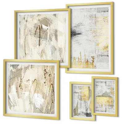 Set de 5 cuadros decorativos para salón con motivos de patrones abstractos elegantes