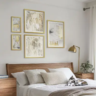 Set de 5 cuadros decorativos para salón con motivos de patrones abstractos elegantes