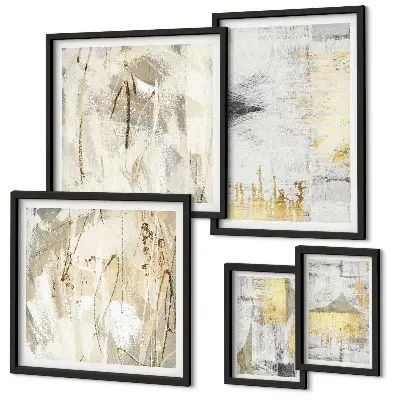 Set de 5 cuadros decorativos para salón con motivos de patrones abstractos elegantes