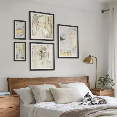 Set de 5 cuadros decorativos para salón con motivos de patrones abstractos elegantes
