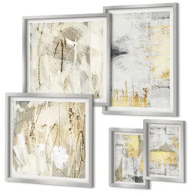 Set de 5 cuadros decorativos para salón con motivos de patrones abstractos elegantes