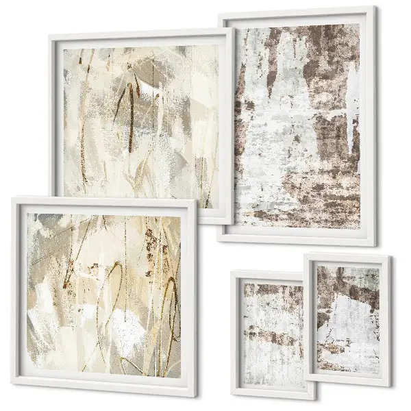 Conjunto de cuadros decorativos con composiciones abstractas neutras