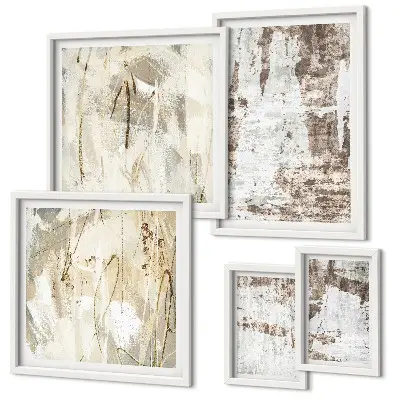 Conjunto de cuadros decorativos con composiciones abstractas neutras