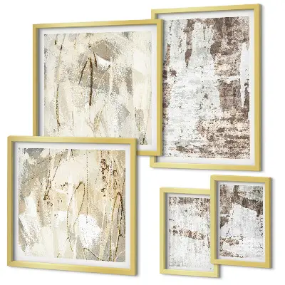 Conjunto de cuadros decorativos con composiciones abstractas neutras