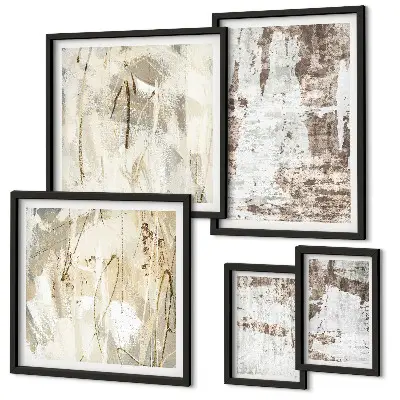 Conjunto de cuadros decorativos con composiciones abstractas neutras