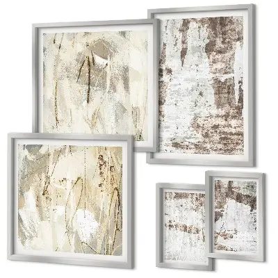 Conjunto de cuadros decorativos con composiciones abstractas neutras