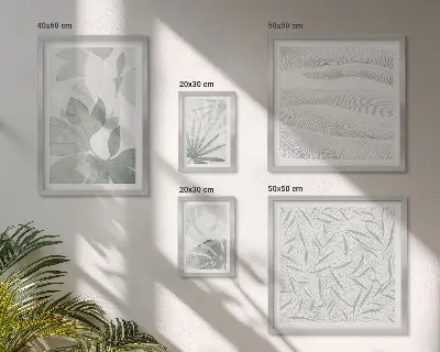 Set de 5 cuadros para salón con motivos vegetales verdes