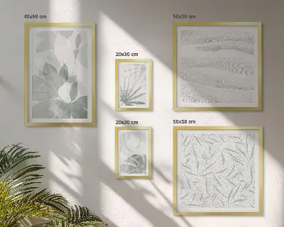 Set de 5 cuadros para salón con motivos vegetales verdes