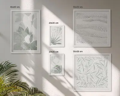 Set de 5 cuadros para salón con motivos vegetales verdes