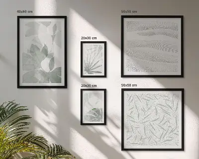 Set de 5 cuadros para salón con motivos vegetales verdes
