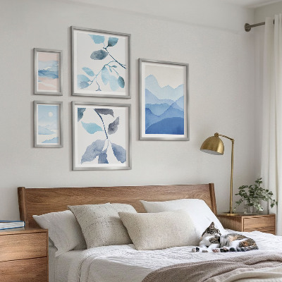 Conjunto de cuadros decorativos Naturaleza azul minimalista