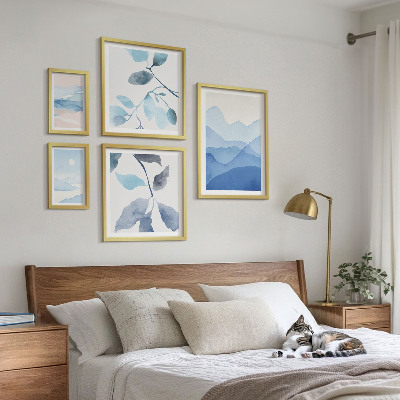 Conjunto de cuadros decorativos Naturaleza azul minimalista