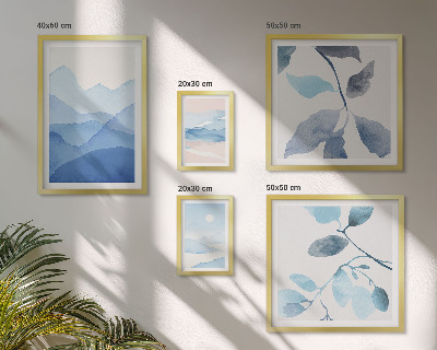 Conjunto de cuadros decorativos Naturaleza azul minimalista