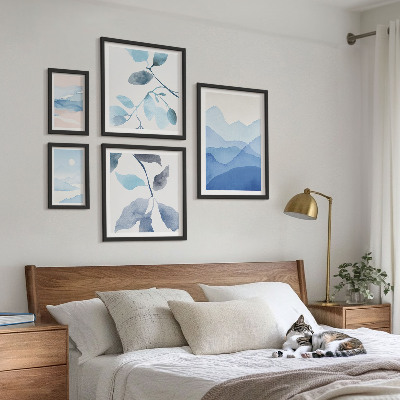 Conjunto de cuadros decorativos Naturaleza azul minimalista