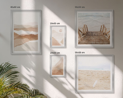Set de 5 cuadros para salón Playas y montañas minimalistas