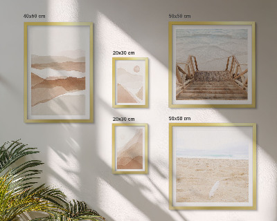 Set de 5 cuadros para salón Playas y montañas minimalistas