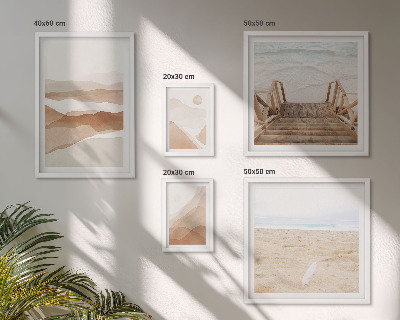 Set de 5 cuadros para salón Playas y montañas minimalistas