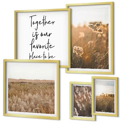 Conjunto de cuadros decorativos con diseños de paisajes naturales, flores y frases