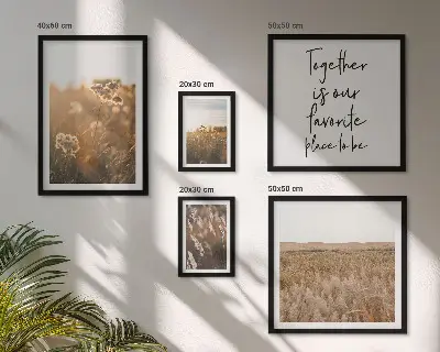 Conjunto de cuadros decorativos con diseños de paisajes naturales, flores y frases