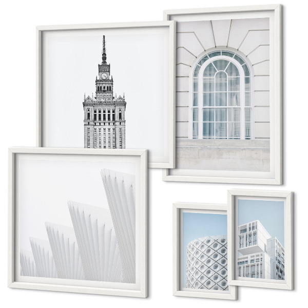 Set de 5 cuadros para salón Arquitectura moderna minimalista