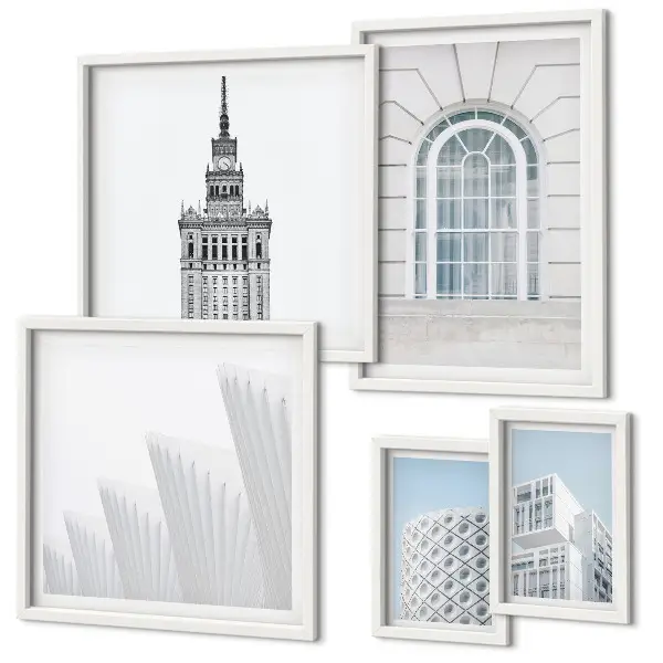 Set de 5 cuadros de arquitectura moderna minimalista decoración para salón