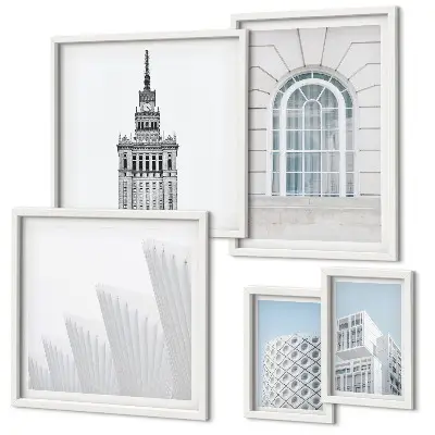 Set de 5 cuadros de arquitectura moderna minimalista decoración para salón