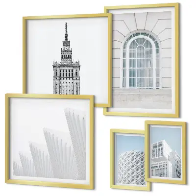 Set de 5 cuadros de arquitectura moderna minimalista decoración para salón