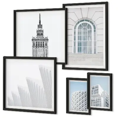 Set de 5 cuadros de arquitectura moderna minimalista decoración para salón