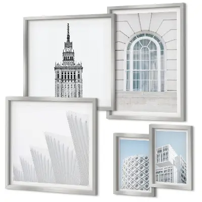 Set de 5 cuadros de arquitectura moderna minimalista decoración para salón