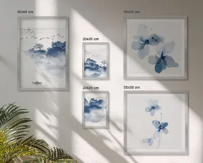 Conjunto de cuadros decorativos con diseño de paisajes, flores y agua