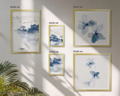 Conjunto de cuadros decorativos con diseño de paisajes, flores y agua