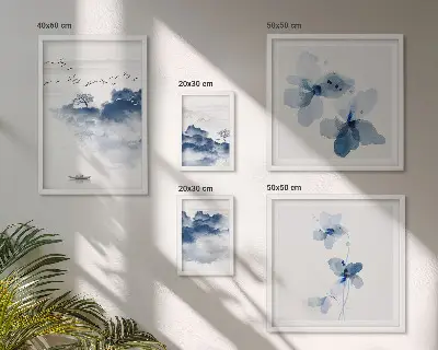Conjunto de cuadros decorativos con diseño de paisajes, flores y agua